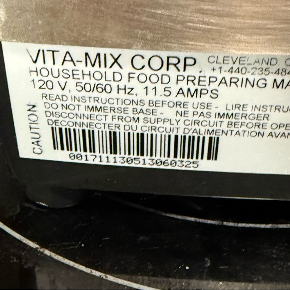 Vitamix 5200 / VM0103 Blender Silver Base Variable 10 Speed w/ Plunger - Picture 4 of 5